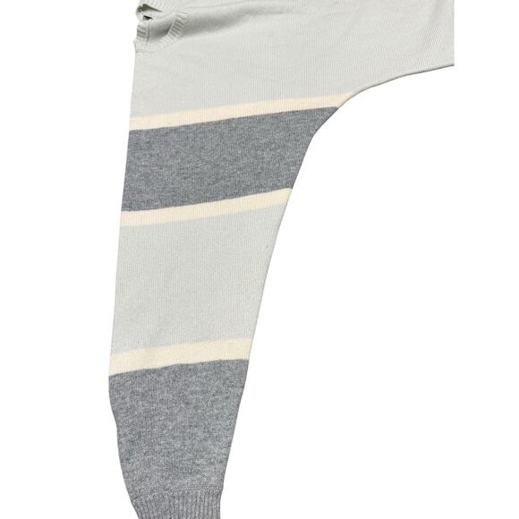 Theory 100% Cashmere Colorblock Sweater Pale Winter Green Husky Ivory sz XS - Picture 5 of 10